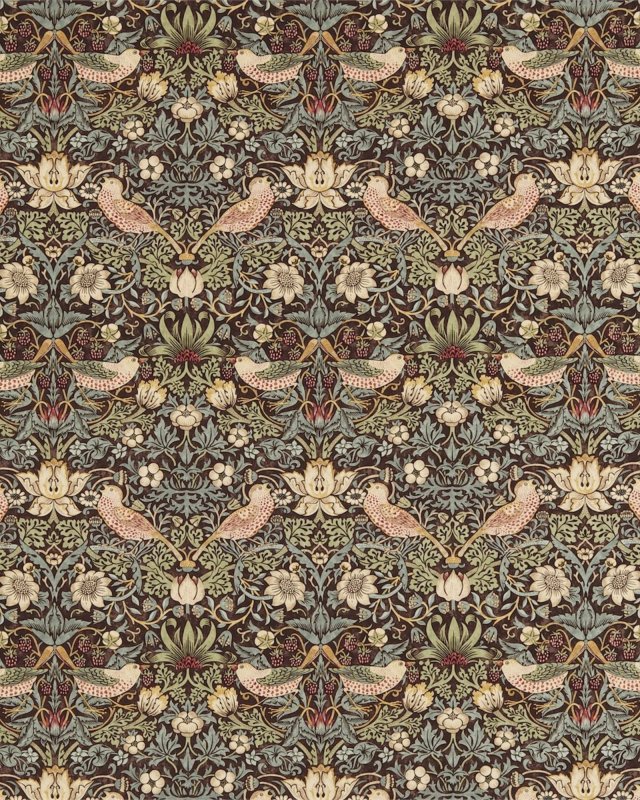 Preview: Strawberry Thief Chocolate/Slate – Stoff von Morris & Co.
