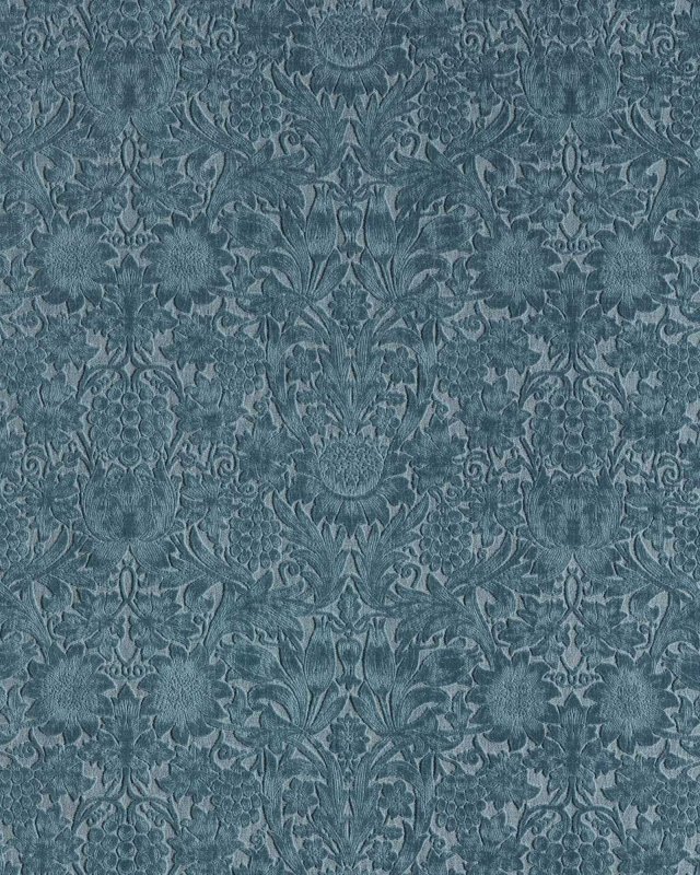 Sunflower Caffoy Velvet Webbs Blue – Stoff von Morris & Co.