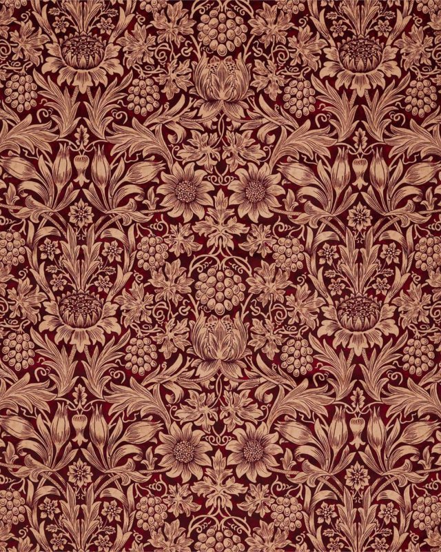 Preview: Sunflower Velvet Kermes/Birch – Stoff von Morris & Co.