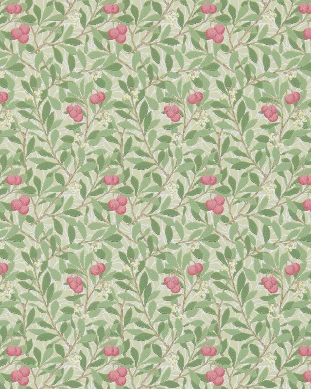 Preview: Arbutus Olive/Pink – Tapete von Morris & Co.