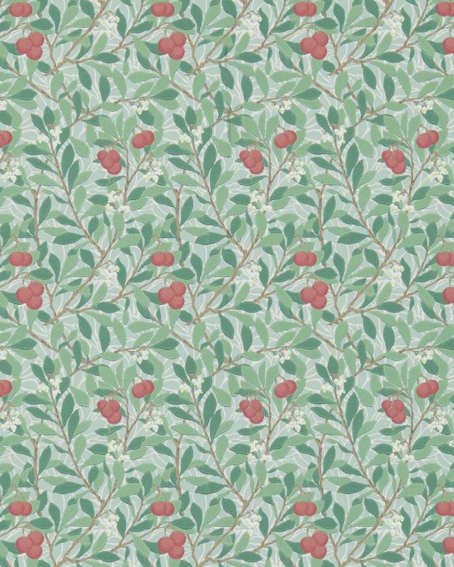Preview: Arbutus Thyme/Coral – Tapete von Morris & Co.