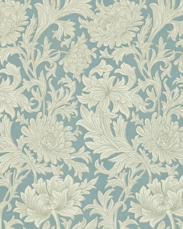 Chrysanthemum Toile China Blue/Cream – Tapete von Morris & Co.