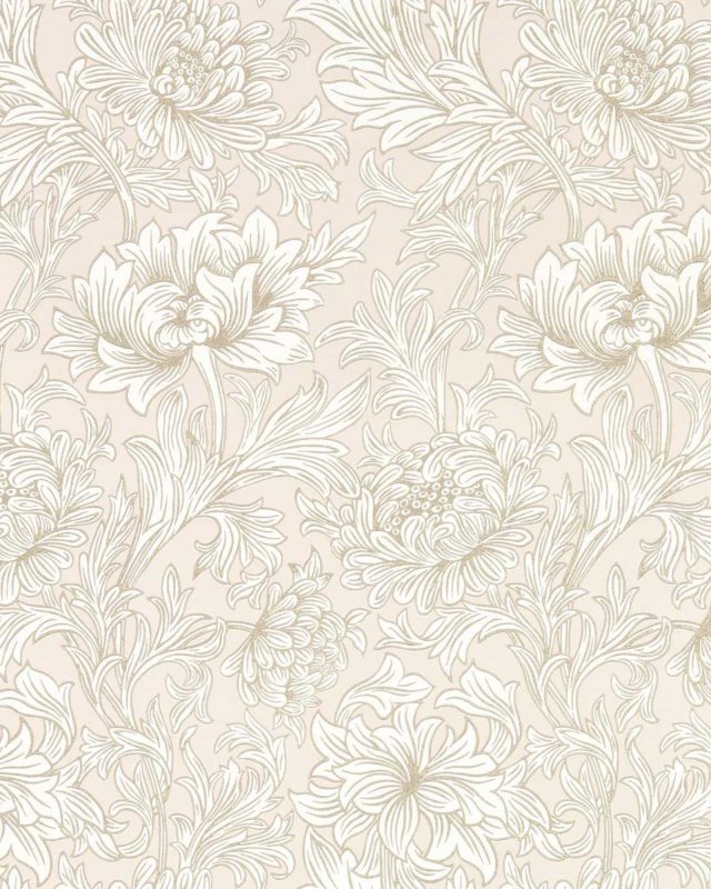 Chrysanthemum Toile Cochineal Pink – Tapete von Morris & Co.