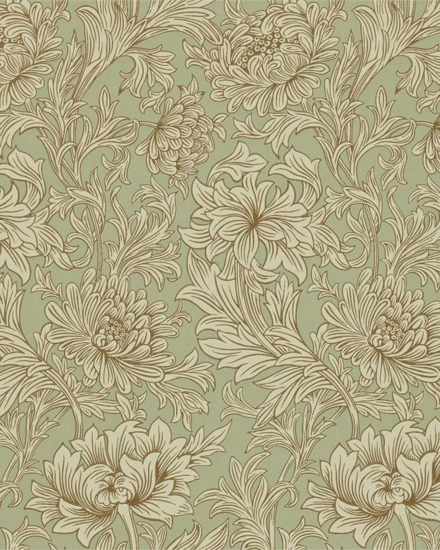 Preview: Chrysanthemum Toile Eggshell/Gold – Tapete von Morris & Co.