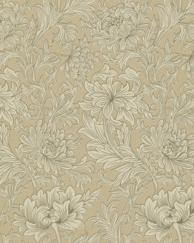 Preview: Chrysanthemum Toile Ivory/Gold – Tapete von Morris & Co.