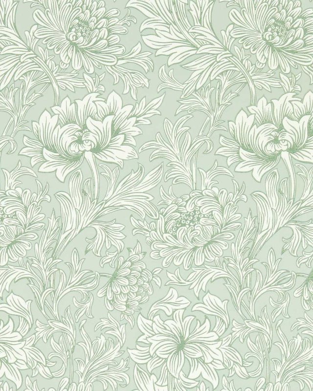 Chrysanthemum Toile Willow – Tapete von Morris & Co.