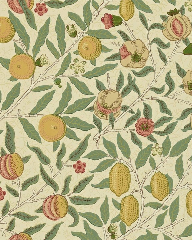 Preview: Fruit Beige Gold Coral – Tapete von Morris & Co.