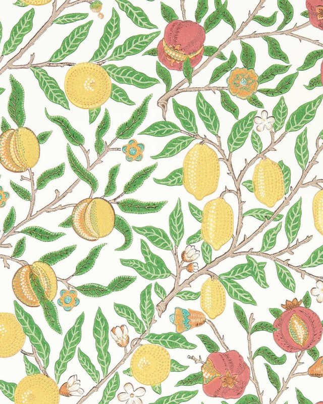 Preview: Fruit Leaf Green/Madder – Tapete von Morris & Co.