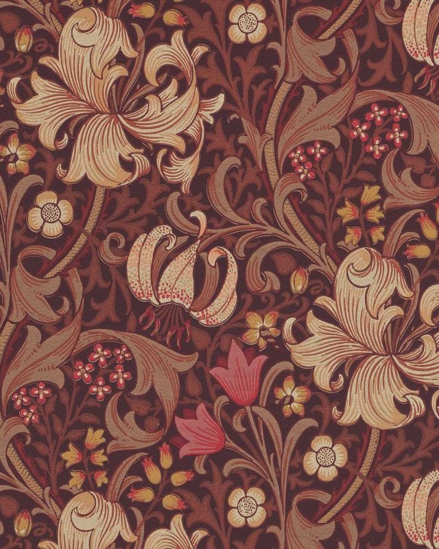 Golden Lily Fig/Burnt Orange – Tapete von Morris & Co.