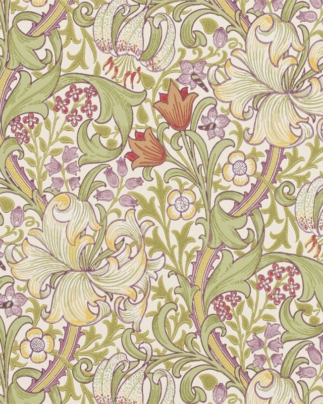 Preview: Golden Lily Olive/Russet – Tapete von Morris & Co.