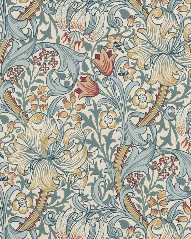 Golden Lily Slate/Manilla – Tapete von Morris & Co.