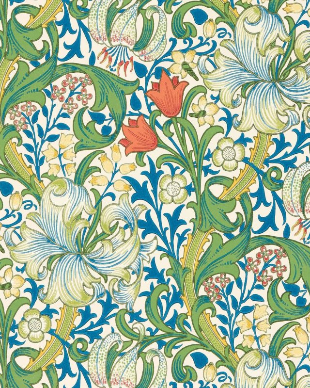 Preview: Golden Lily Twister – Tapete von Morris & Co.