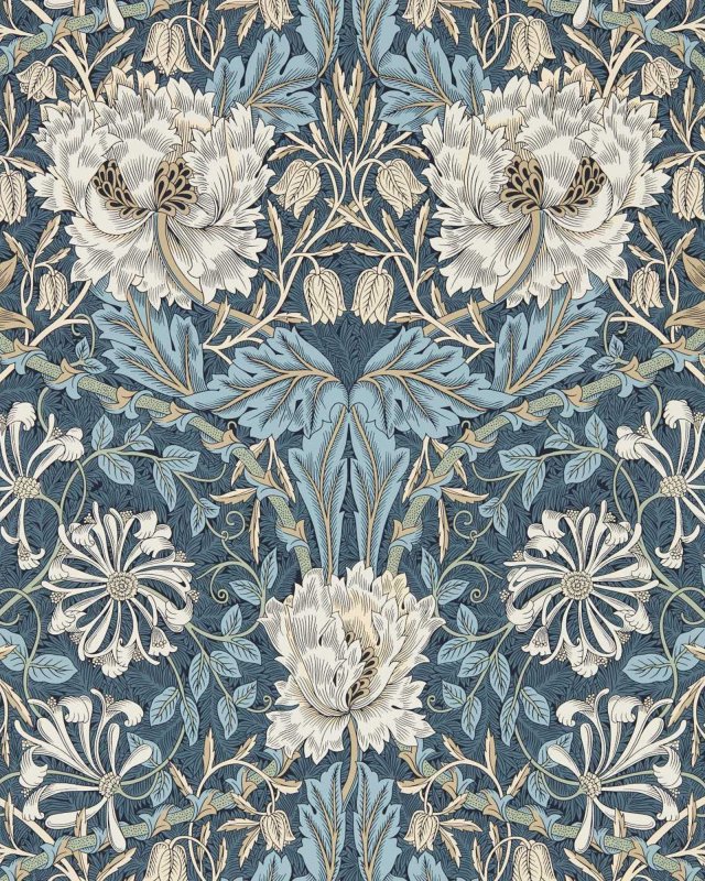 Honeysuckle & Tulip Woad/Thyme – Tapete von Morris & Co.