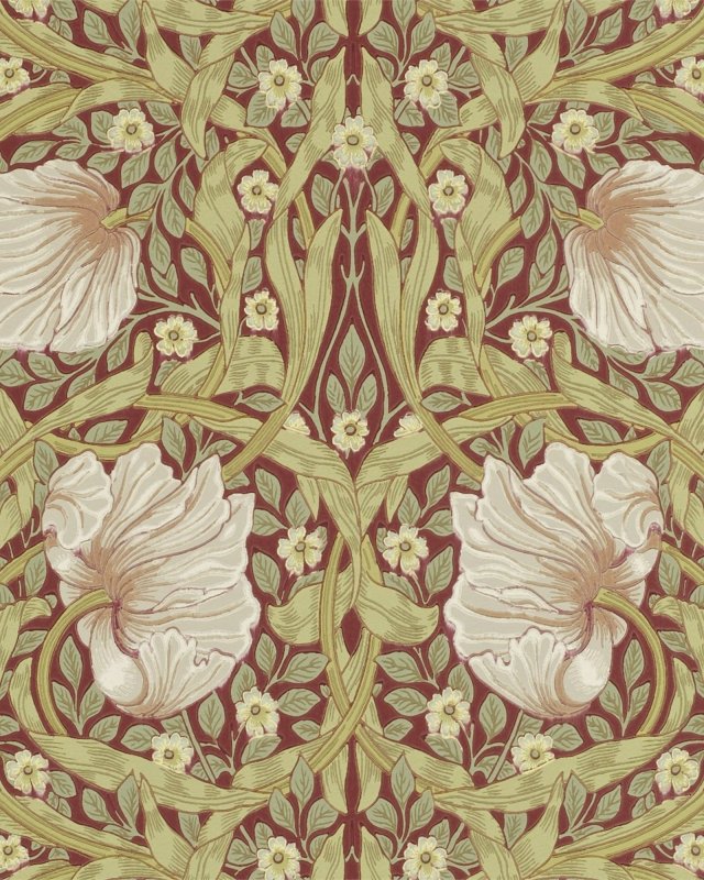 Preview: Pimpernel Brick/Olive – Tapete von Morris & Co.