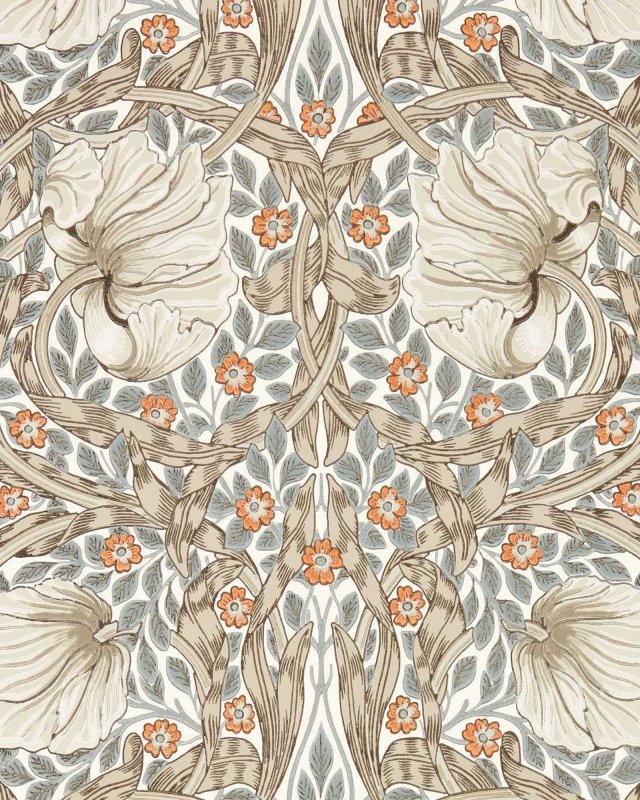 Preview: Pimpernel Linen/Coral – Tapete von Morris & Co.