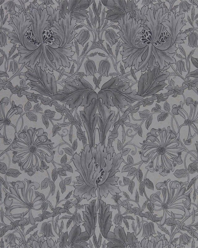 Preview: Pure Honeysuckle & Tulip Black Ink – Tapete von Morris & Co.