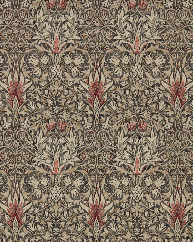 Preview: Snakeshead Charcoal/Spice – Tapete von Morris & Co.