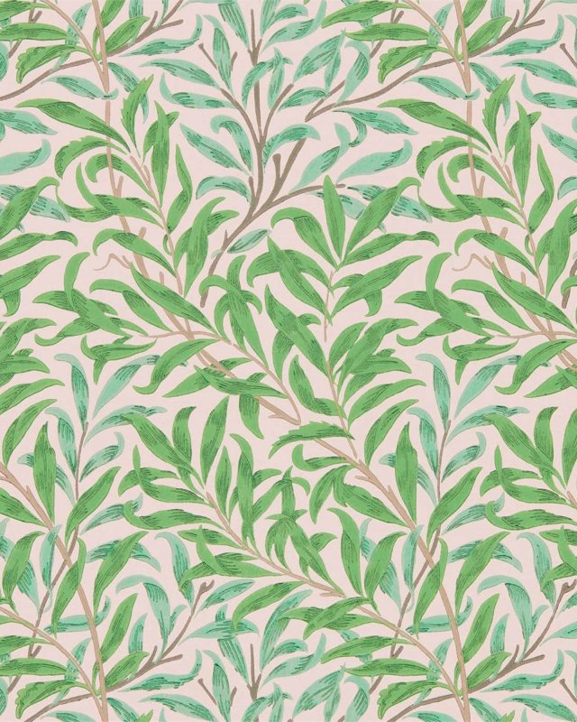 Willow Boughs Pink/Leaf Green – Tapete von Morris & Co.
