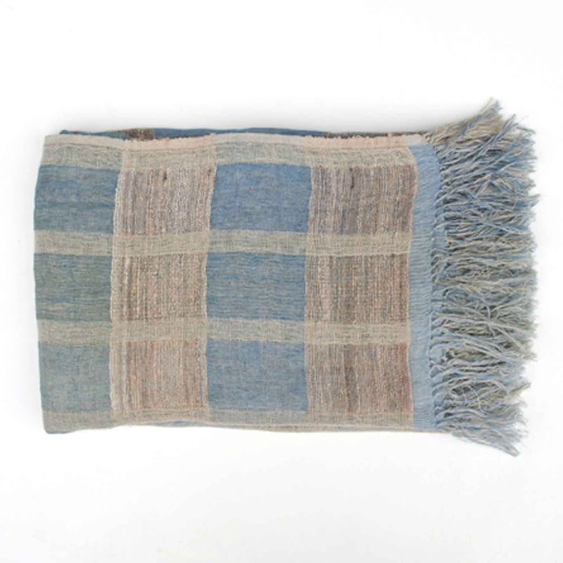 Plaid Sienna aus Leinen & Seide - 130 x 200 cm - Aqua