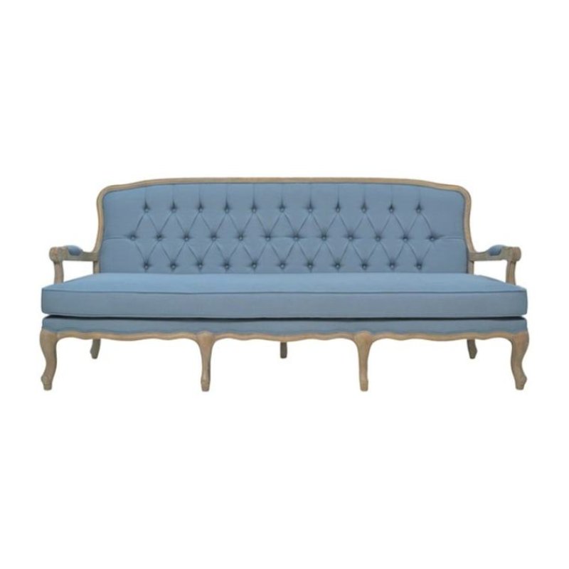 Sofa Andromaca – Eiche mit Leinen in Taubenblau