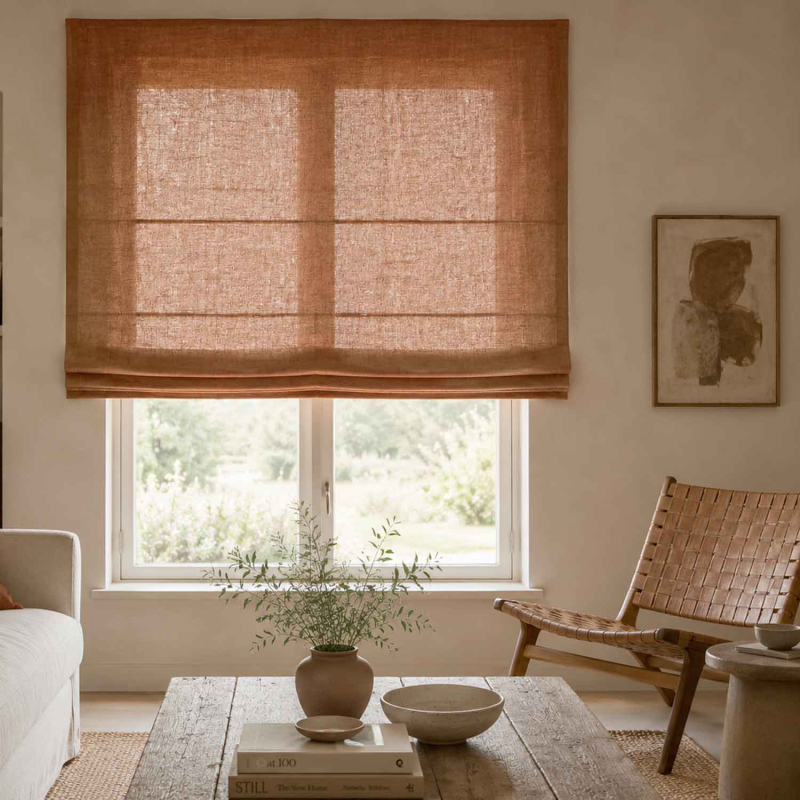 Leinenrollo Sunday in Terracotta