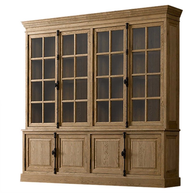 Vitrinenschrank Ramesh aus Eiche, Schrägansicht