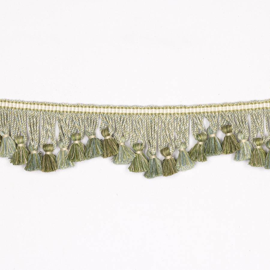 Lansdowne Scalloped Tassel Fringe Aqua/Leaf
