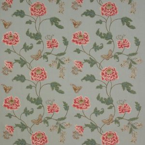 Oriental Poppy Linen Old Blue