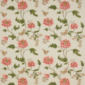 Oriental Poppy Linen Pink/Green