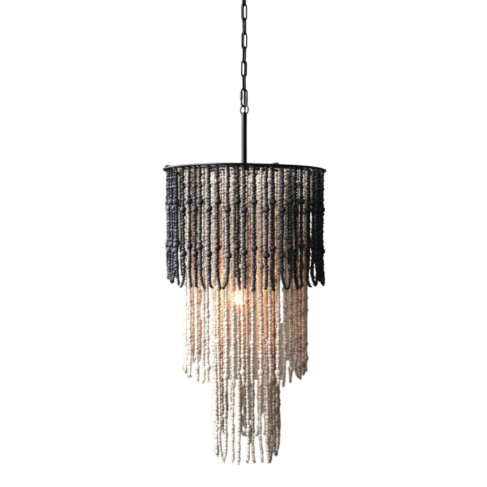 Kronleuchter Lou mit Holzperlen - 90 cm