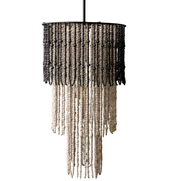 Kronleuchter Lou mit Holzperlen - 90 cm