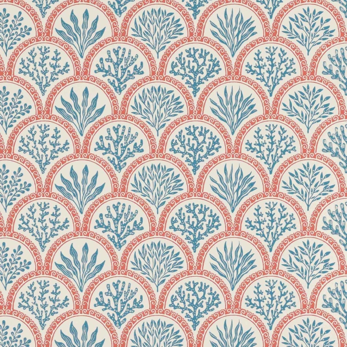 Coralli Tapete in Red & Indigo von Jane Churchill