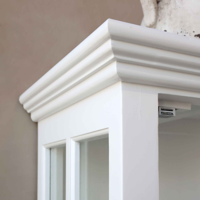 Vitrinenschrank Frejus — Massivholz weiß, H 196 cm