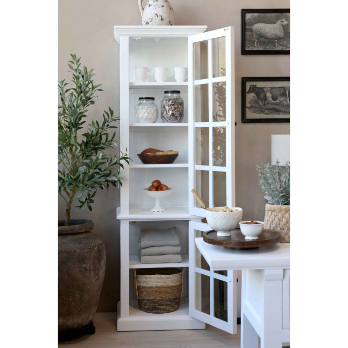 Vitrinenschrank Frejus — Massivholz weiß, H 196 cm