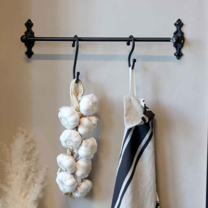 Hakenleiste aus Eisen mit 3 Haken - 40 cm lang