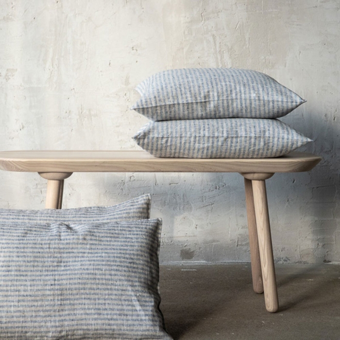 Leinenkissenhülle Brittany Stripe - Indigo Blau - Naturell