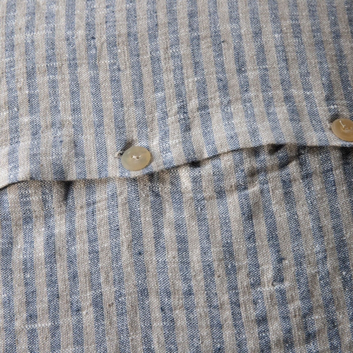 Leinenkissenhülle Brittany Stripe - Indigo Blau - Naturell