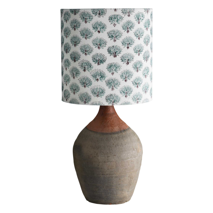 Leinenlampenschirm Zari mit Blockprint