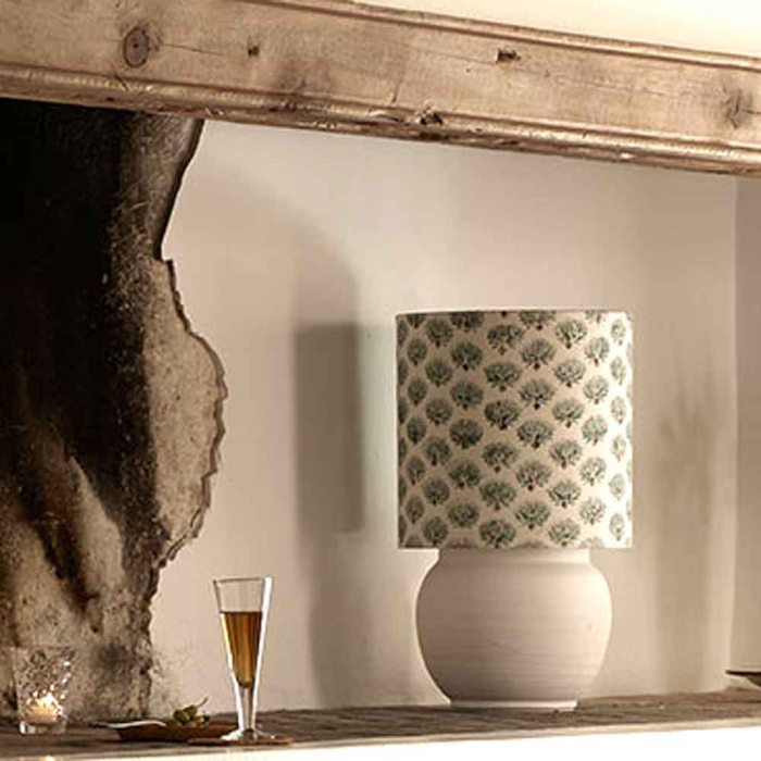 Leinenlampenschirm Zari mit Blockprint
