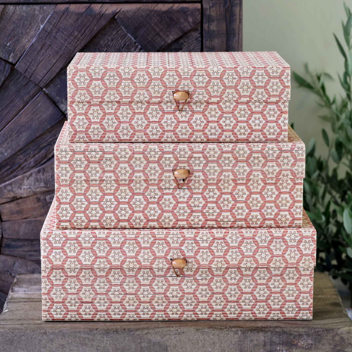 Lilly 3er Boxset aus Bambus in Coral Blush