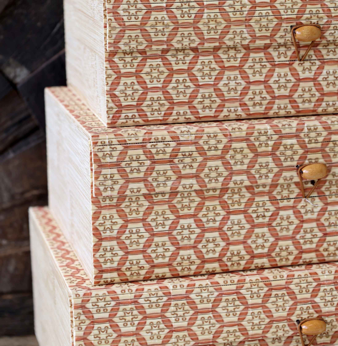 Lilly 3er Boxset aus Bambus in Coral Blush