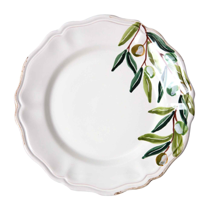 Olivio Essteller von Flamant mit Olivenzweig Dekor aus Fayencekeramik