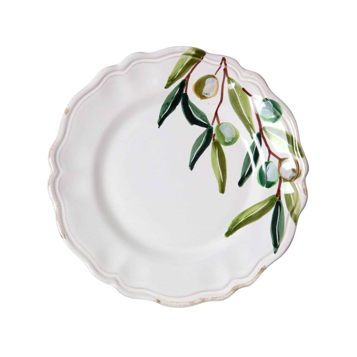 Olivio Essteller von Flamant mit Olivenzweig Dekor aus Fayencekeramik