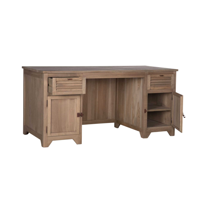 Schreibtisch Tomoko aus Eiche - Finish Eiche grau