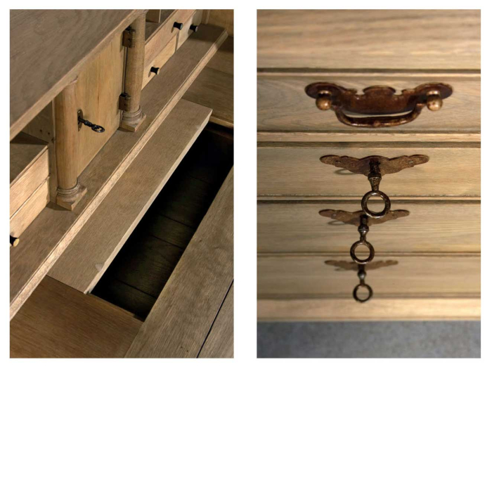 Schreibtisch Gilmore aus Eiche - Finish Eiche grau