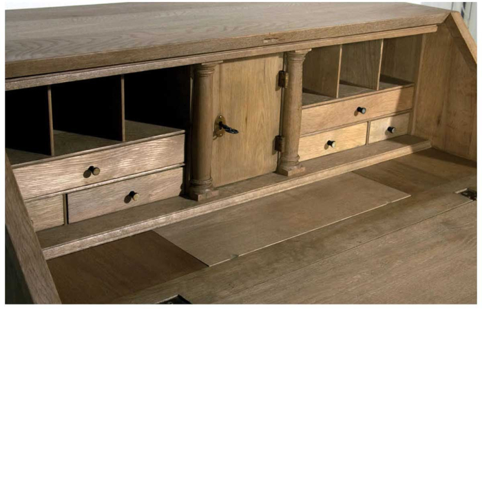 Schreibtisch Gilmore aus Eiche - Finish Eiche grau