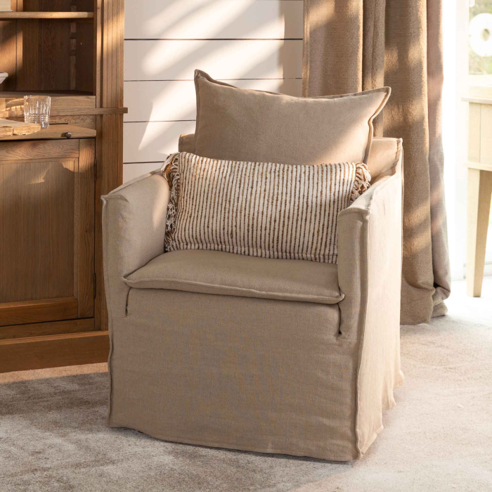 Sessel Tarente mit Husse aus Leinen von Flamant