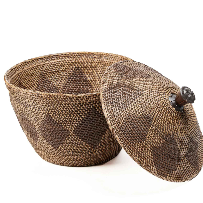 Crown Basket mit Deckel - Rattan & Bambus