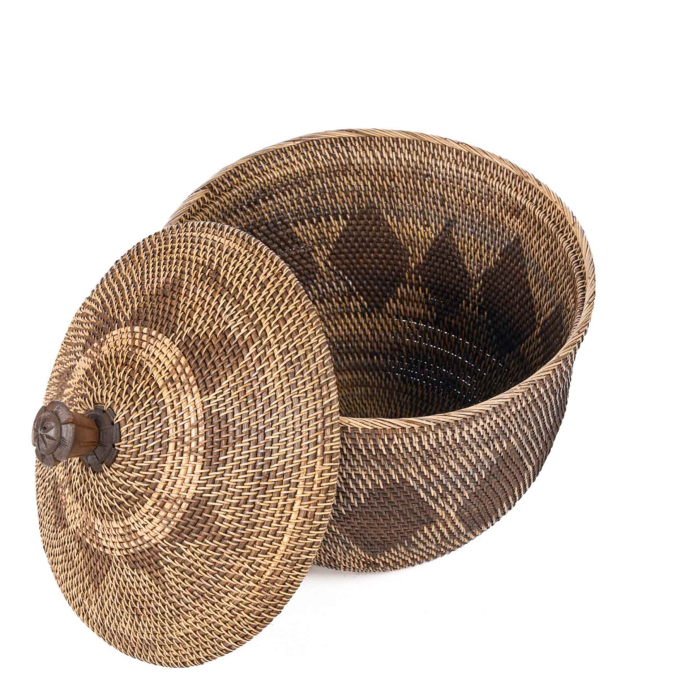 Crown Basket mit Deckel - Rattan & Bambus