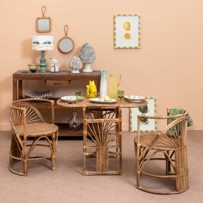 Trinidad Tischset mit 2 Stühlen aus Rattan